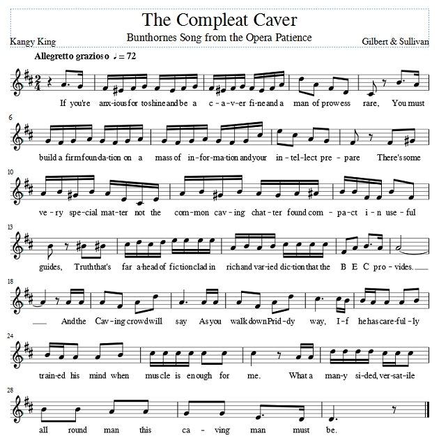Score of The Compleat Caver