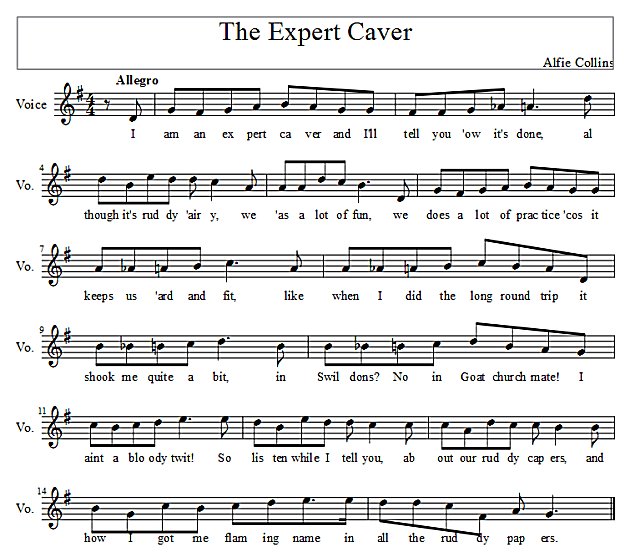Score of the Expert Caver song