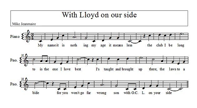 Score of With Lloyd on our side
