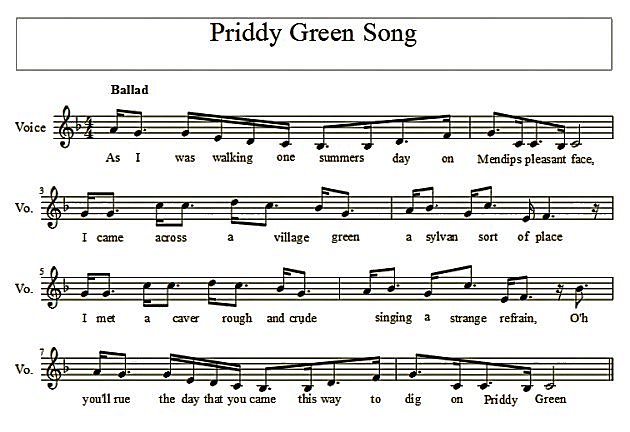 Score of The Priddy Green Song