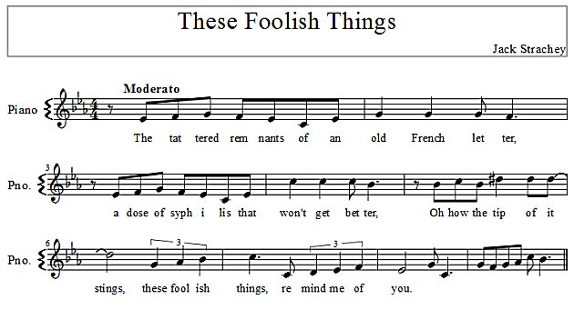 Score of These Foolish Things