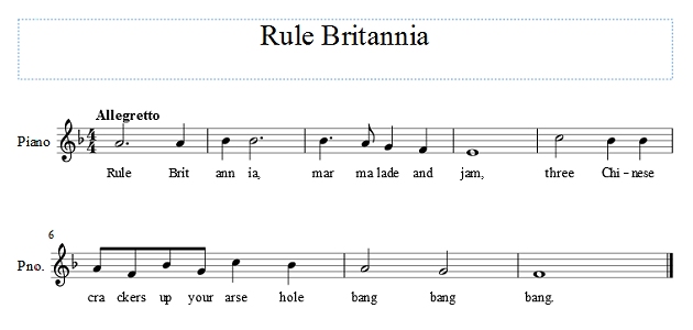 Score of Rule Brittania