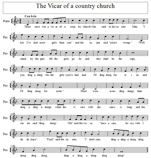 Score of The vicar of a country church
