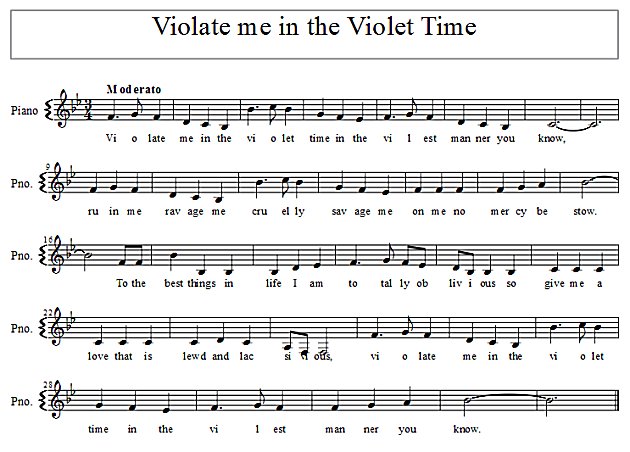 Score of Violate me in the violet time